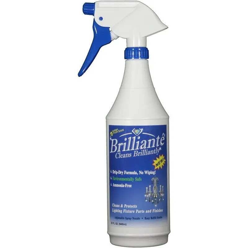 Brilliant Crystal Chandelier Cleaner Manual Sprayer 32oz Environmentally Safe, Ammonia-Free, Drip-Dry Formula, Made in USA (1)