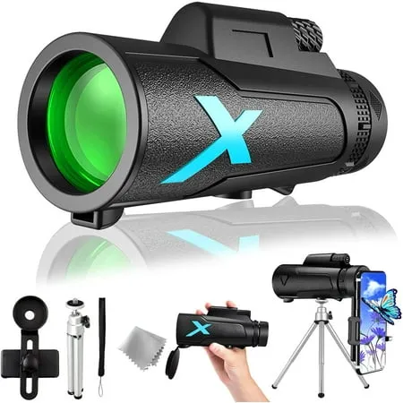 Cheers.US 300x40mm Monocular Telescope Monocular with Smartphone Holder & Tripod Night Vision Waterproof Zoom Telescope High Power Star-Scope Monocular Scope for Bird Watching Hunting Camping Wildlife