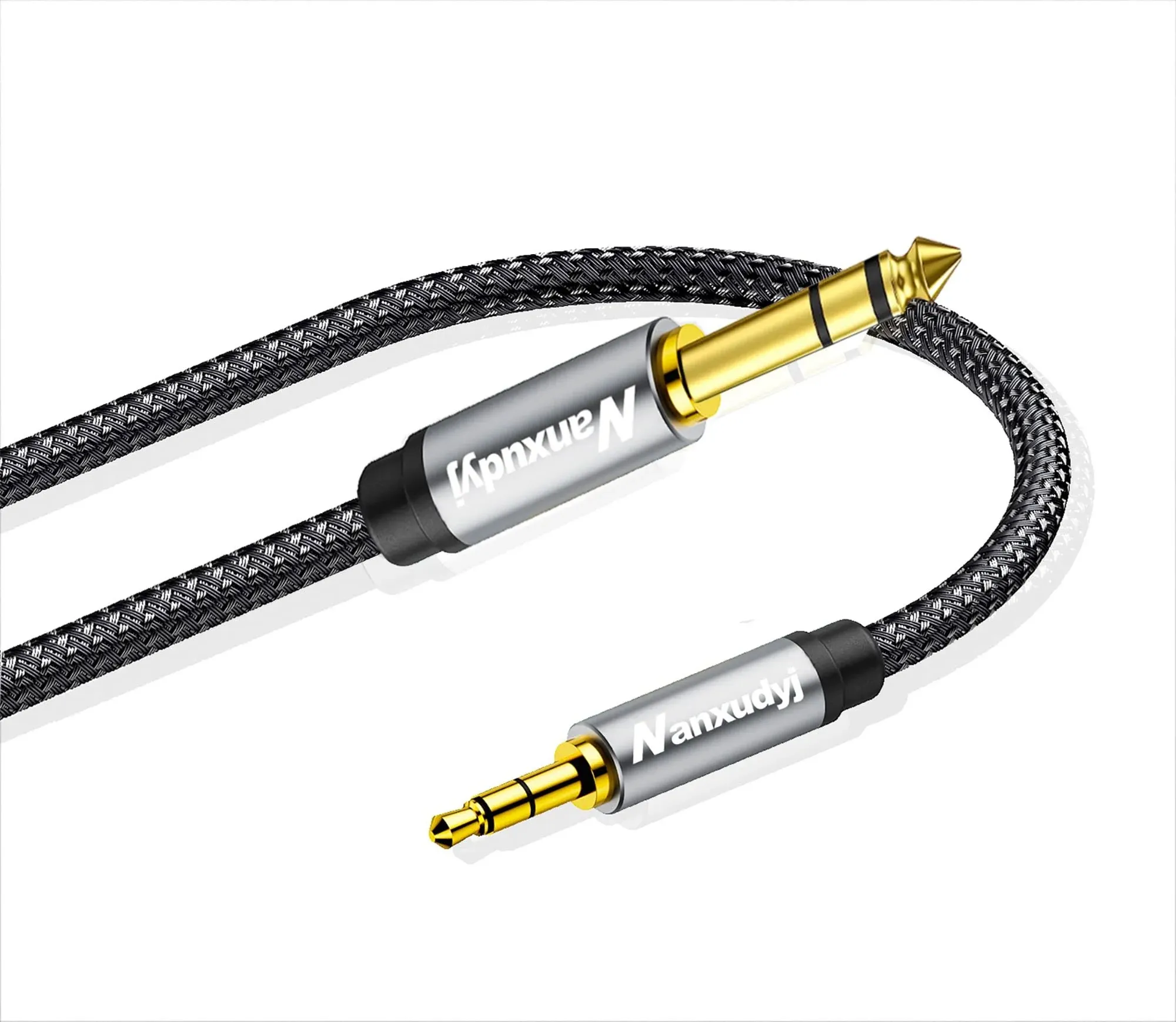 3.5mm 1/8&#034; Male To 6.35mm 1/4&#034; Male 100ft Stereo Audio Cable With Zinc Alloy Hou