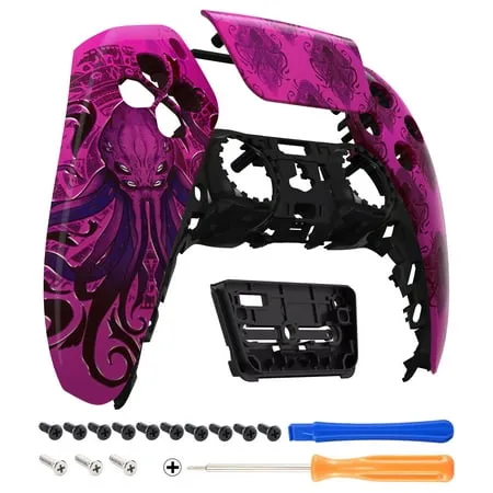 eXtremeRate Darkness Octopus Touchpad Front Housing Shell Compatible with ps5 Controller DIY Replacement Shell Custom Touch Pad Cover Faceplate Compatible with ps5 Controller