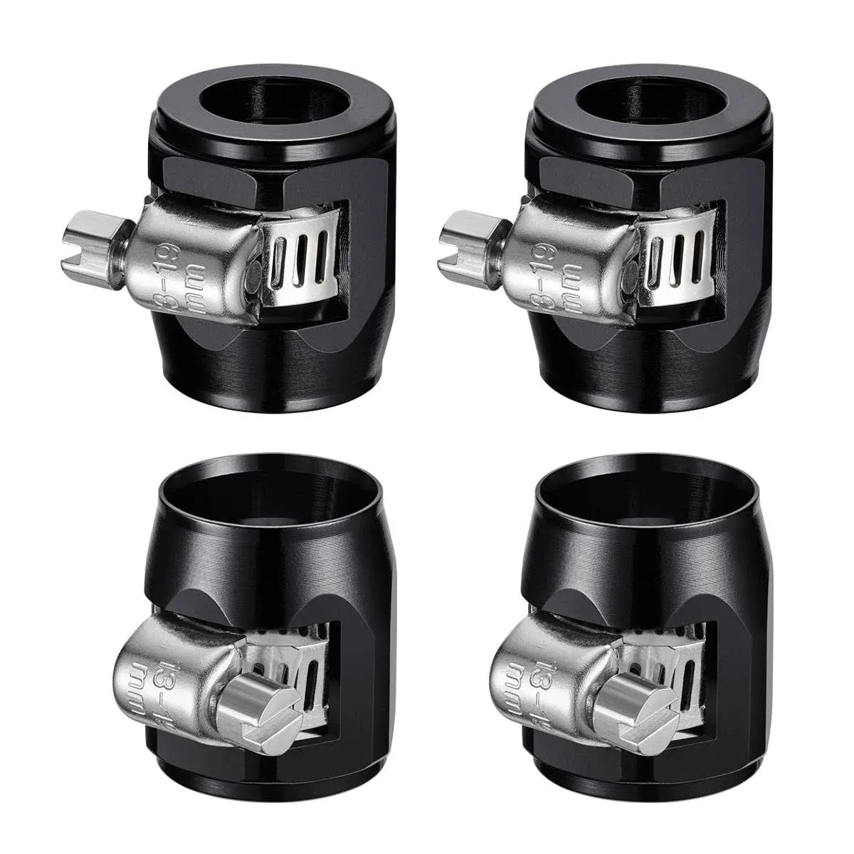 Flexible Rubber Hose Pipe Clamps - 8an Hose Finisher Clamp with Screw Band, 4Pcs/Pack Black Aluminum Hose Connectors, Great for 1/2 Fuel Line, Diesel/Gas/Air/Water/Oil and Fuel Hose Pipe