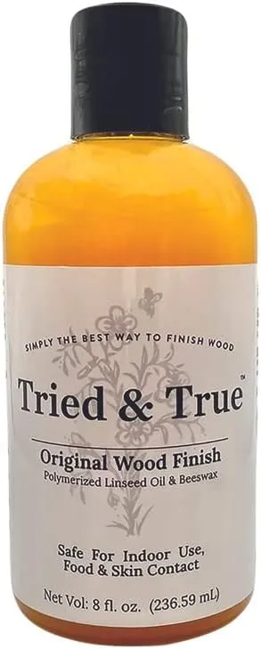 Tried & True Original Wood Finish – 8oz. Bottle – All-Purpose All-Natural Finish for Wood, Metal, Food Safe, Dye Free, Solvent Free, VOC Free, Non Toxic Wood Finish, Sealer