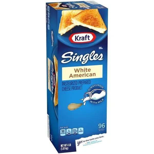 Kraft Cheese Slices, White American, Singles 16 ea