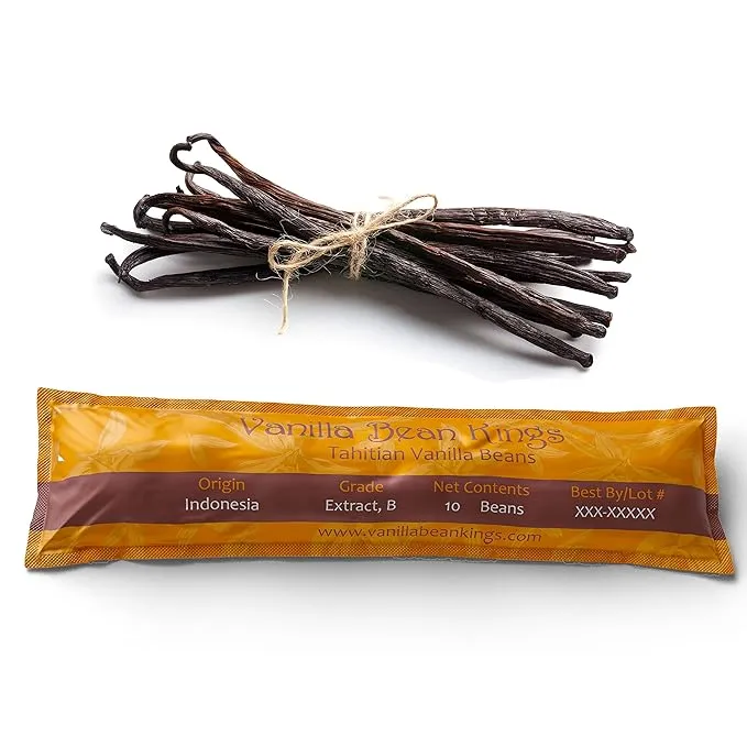 5 Vanilla Beans - Whole Gourmet Grade A Pods for Baking, Homemade Extract, Brewing, Coffee, Cooking - (Tahitian)