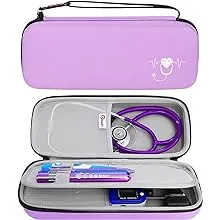 Stethoscope Carrying Case, Hard Stethoscope Case Compatible for 3M Littmann Classic III, Cardiology IV Diagnostic, MDF Acoustica Stethoscopes and Other Nurse Accessories (Purple)