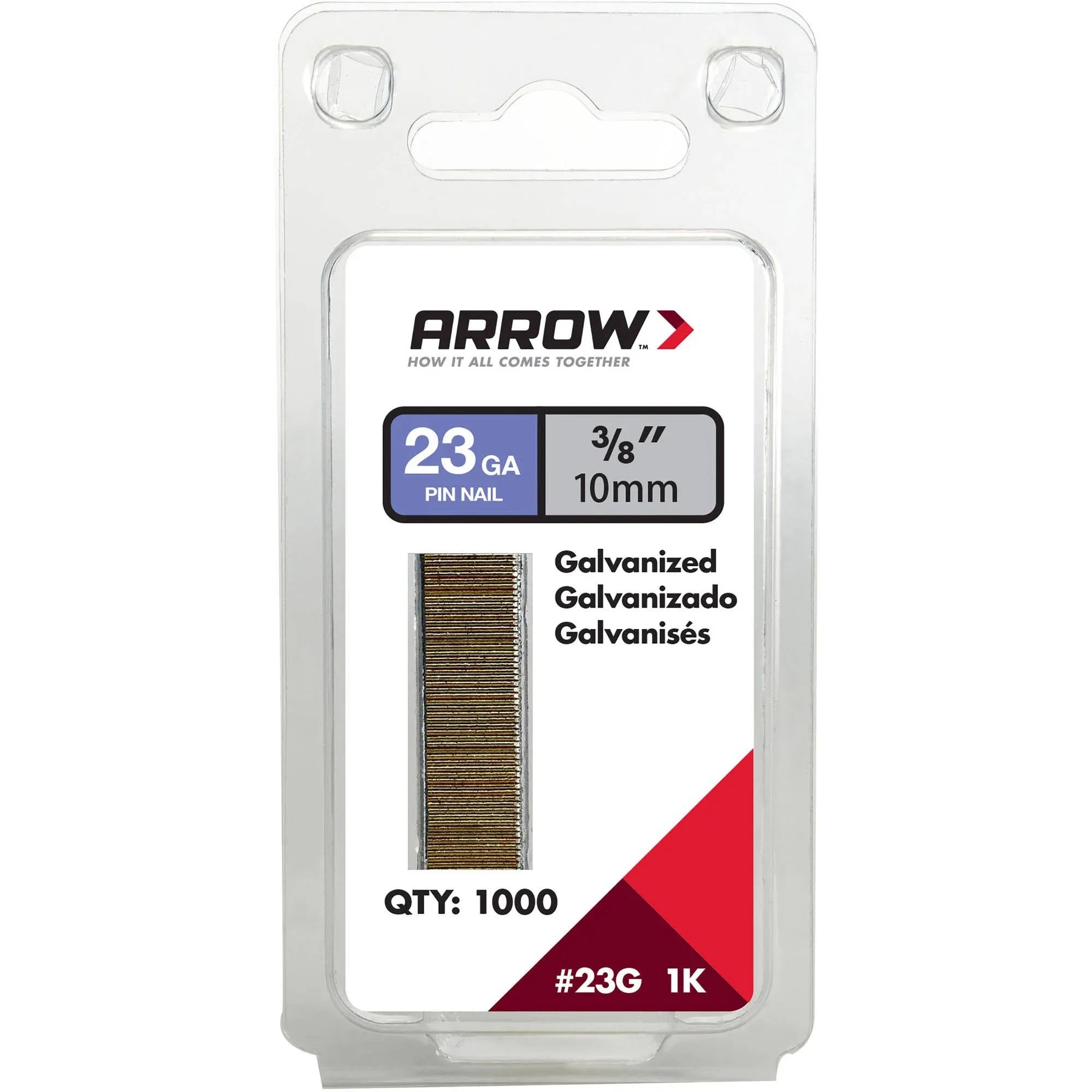 Arrow 23G10-1K Arrow 3/8-Inch Pin Nail, 1000-Pack , Grey