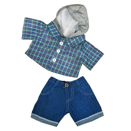 Skater Hoodie W/Denim Pants Teddy Bear Clothes Outfit Fits Most 14" - 18" Build-A-Bear and Make Your Own Stuffed Animals