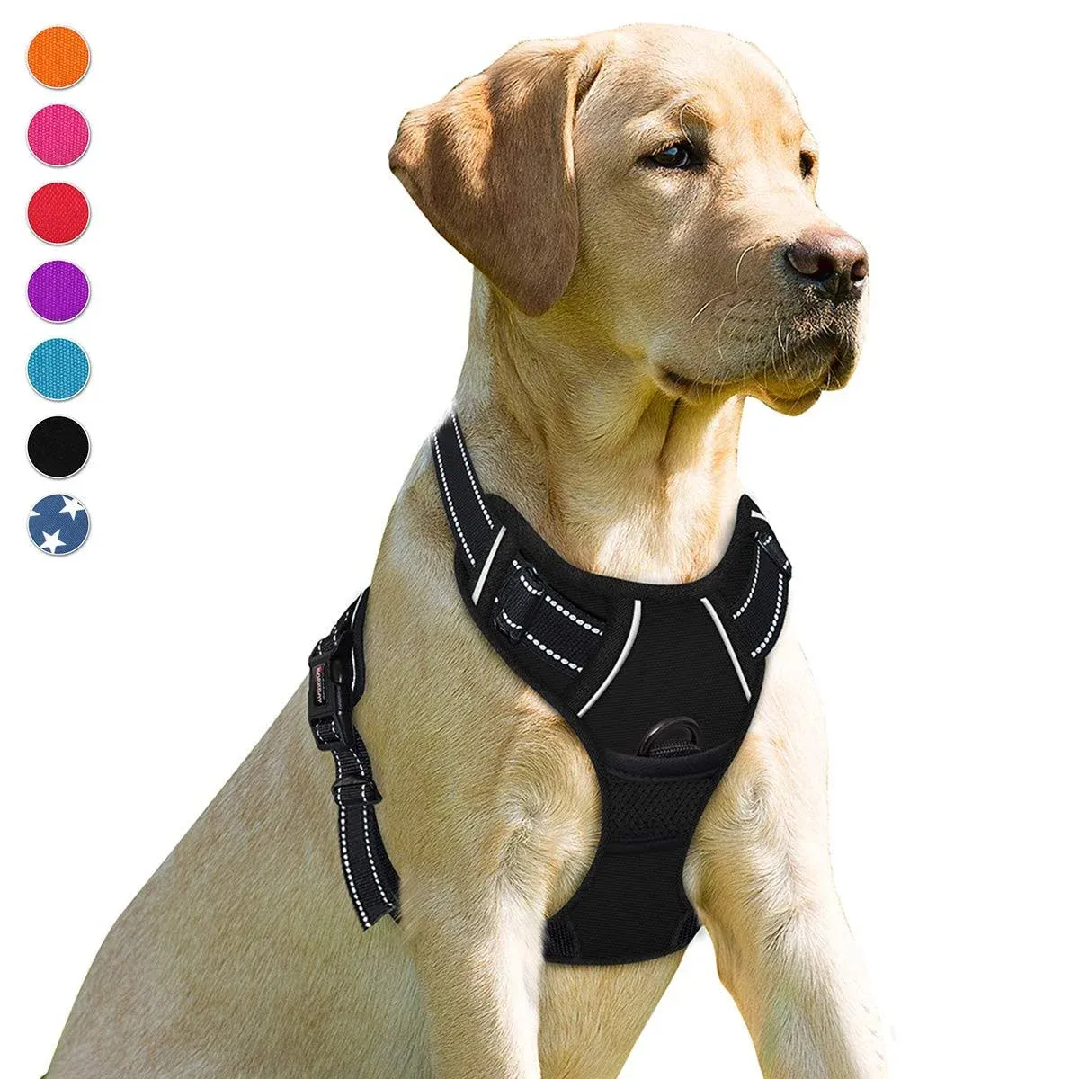 BARKBAY No Pull Pet Harness Dog Harness Adjustable Outdoor Pet Vest 3M Reflective Oxford Material Vest for pink Dogs Easy Control for Small Medium Large Dogs