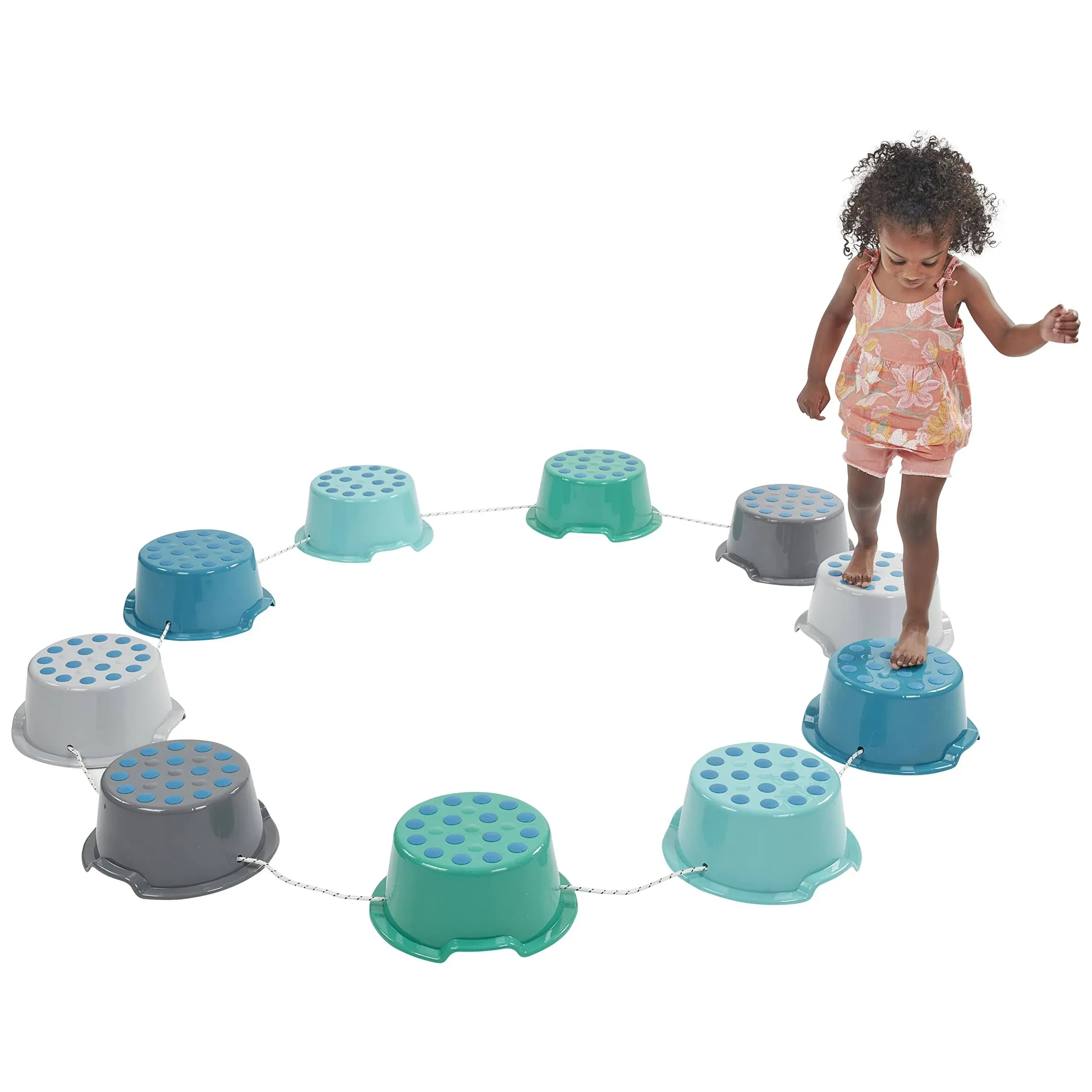 ECR4Kids Stepping Buckets with Storage Carry Bag, Balance Stones, Contemporary, 10-Piece