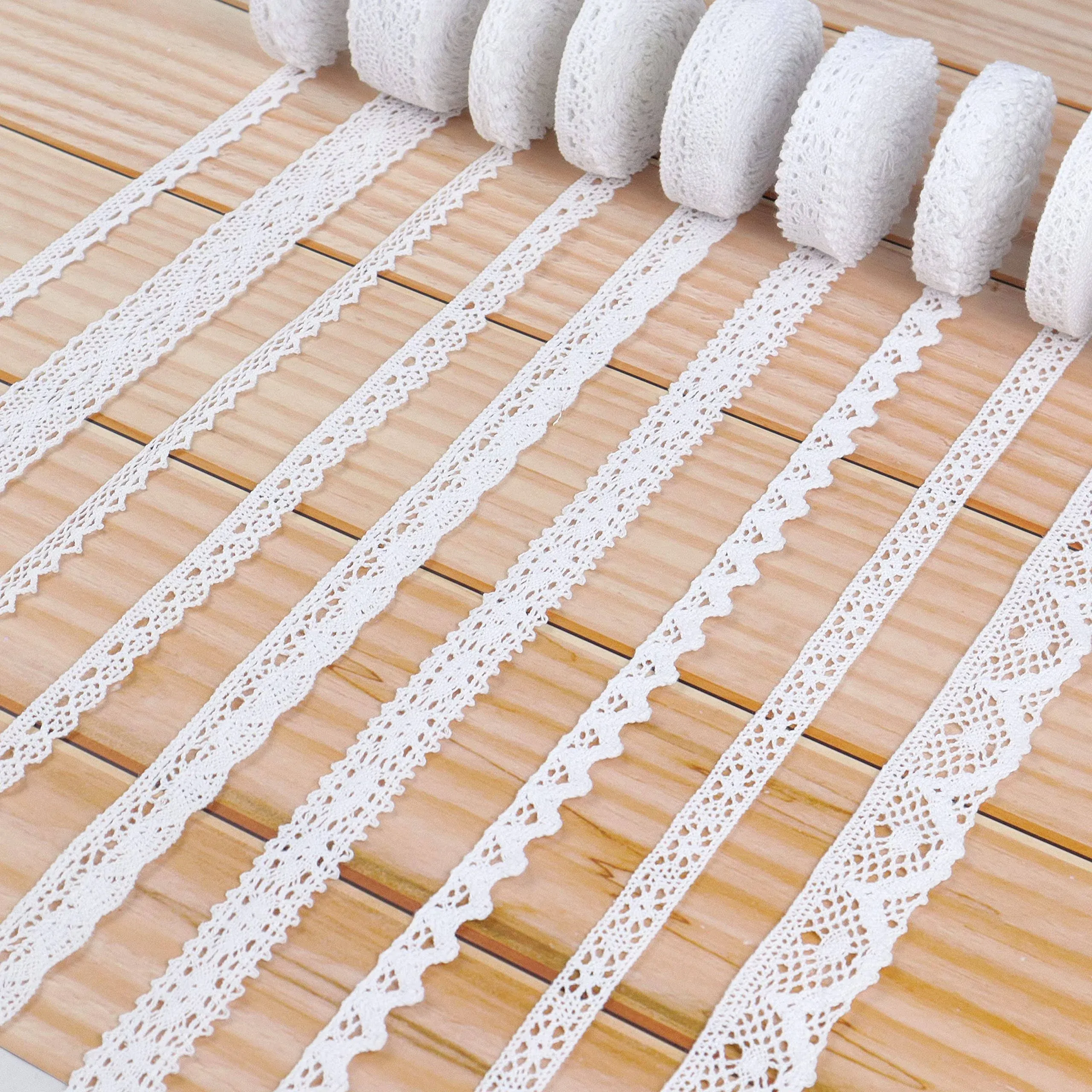 Lace Ribbon White Eyelet Lace Trim Assorted Scalloped Edge Crocheted Lace Dec...