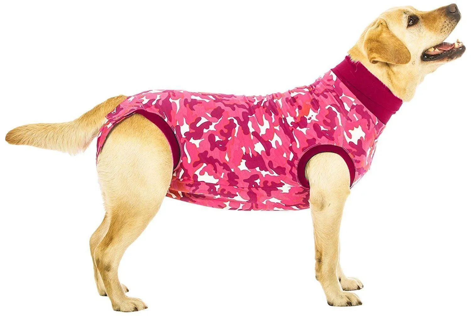 Suitical Recovery Suit for Dogs | Spay and Neutering Dog Surgery Recovery Suit for Male or Female | Soft Fabric for Skin Conditions | S+ | Neck to Tail 19.3”-22.4” | Pink Camouflage