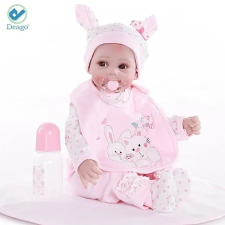 Deago Reborn Baby Doll 20 inch Lifelike Soft Silicone Vinyl Doll Weighted Baby Newborn Girl Doll Gift Set