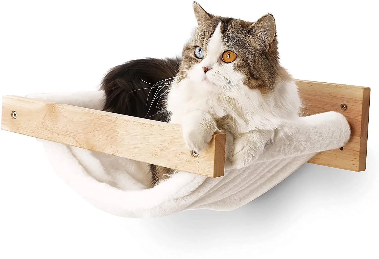 FUKUMARU Cat Hammock Wall Mounted Kitty Beds and Perches Wooden Cat Wall Furn...