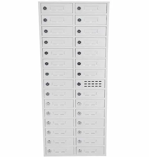 FixtureDisplays® 30-Slot 7" Wide Door Cellphone Charging Station Female USB Locker Storage Cabinet Fit Mini Pad Comupter 14X38X9" Max 5 Watts Per Slot Output 15251-USB