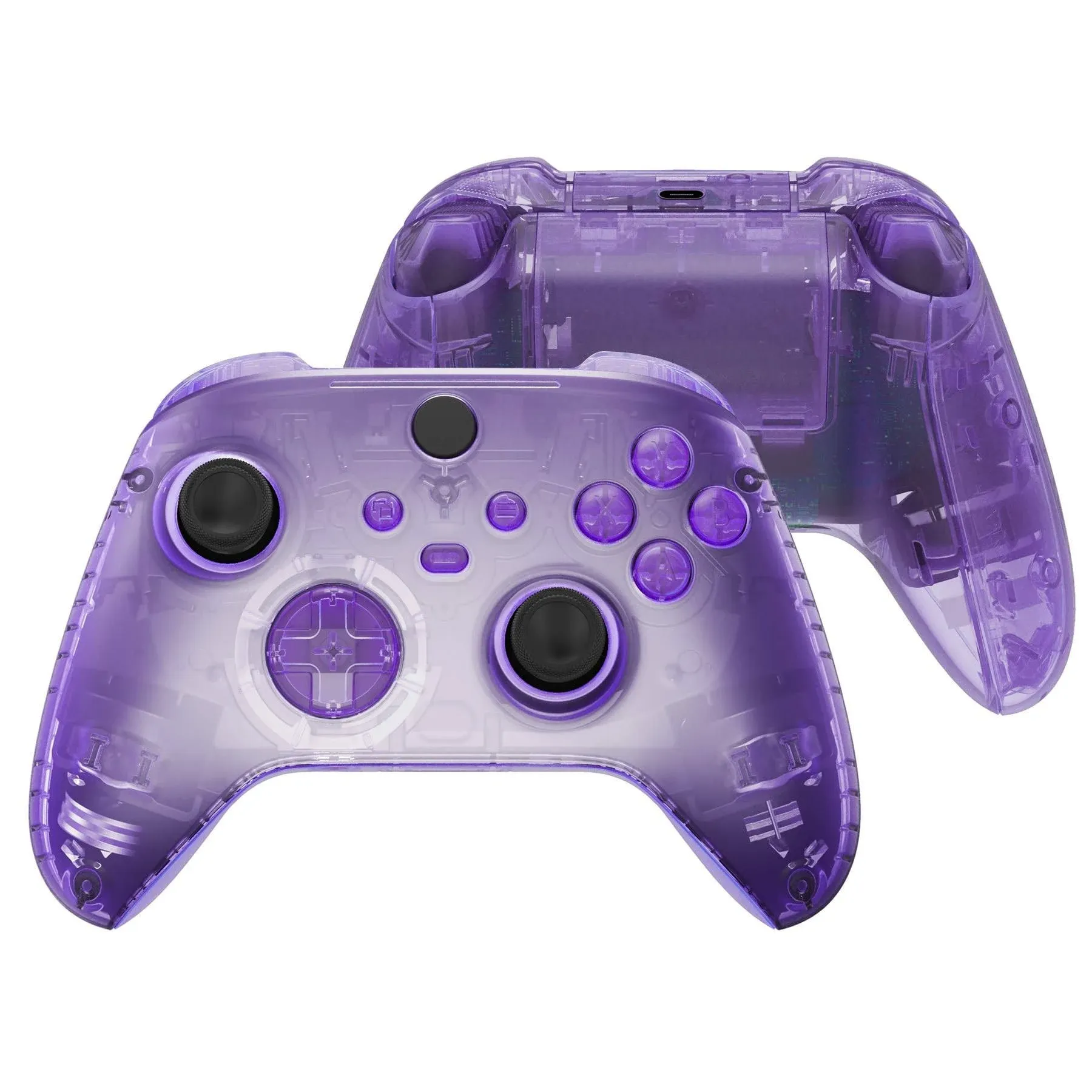 eXtremeRate Clear Atomic Purple Replacement Full Set Shell Buttons for Xbox Core Wireless Controller