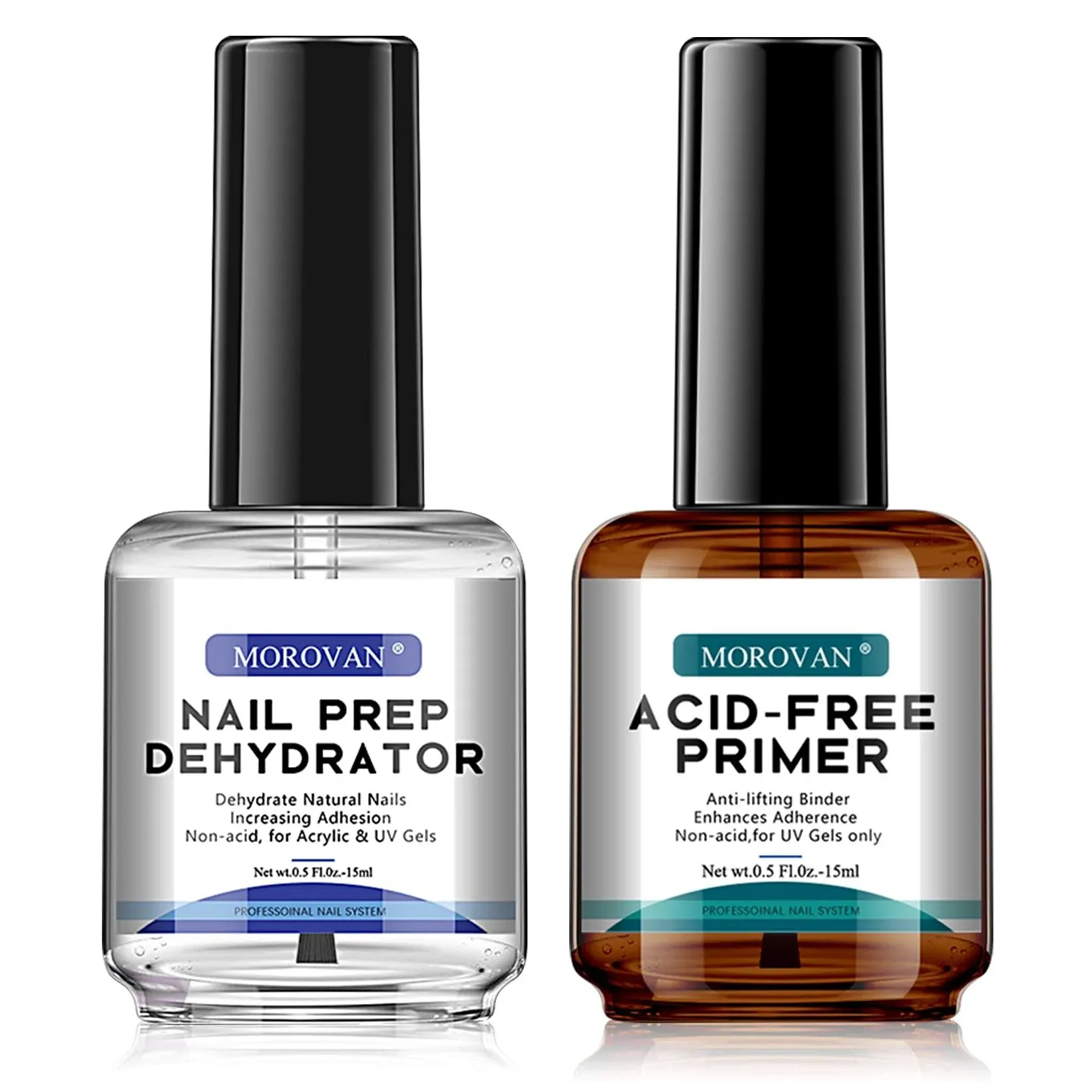 Morovan Professional Natural Nail Prep 0.50 Fl Oz (Pack of 2), Aclear 