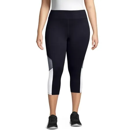 JMS by Hanes Women's Plus Active Colorblocked Performance Capri Leggings