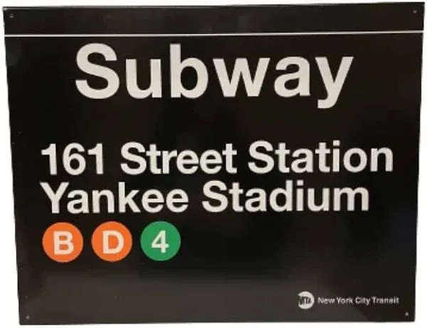 Yankee Stadium Subway Sign - MTA Officially Licensed - New York 161th Street