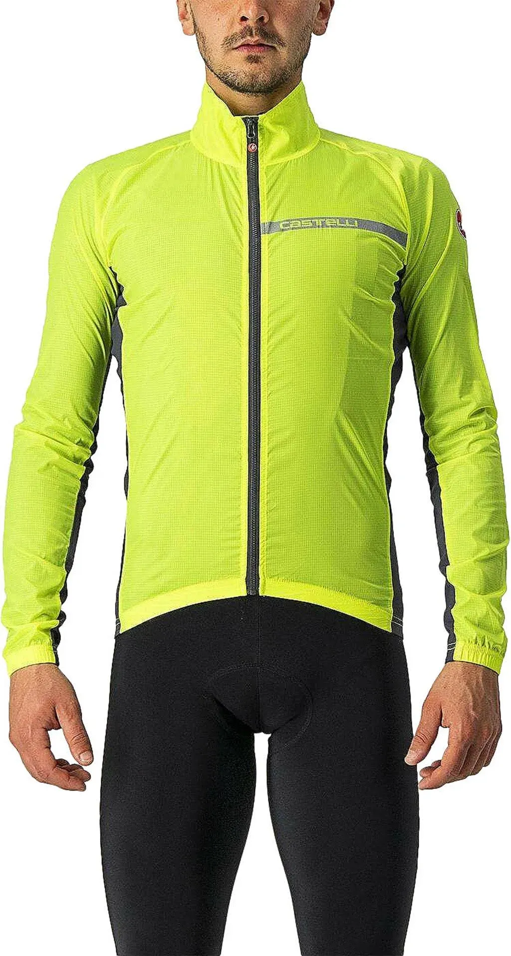 "Castelli - Squadra Stretch Jacket - Men's - ElectricLime/DarkGrey - 2024"