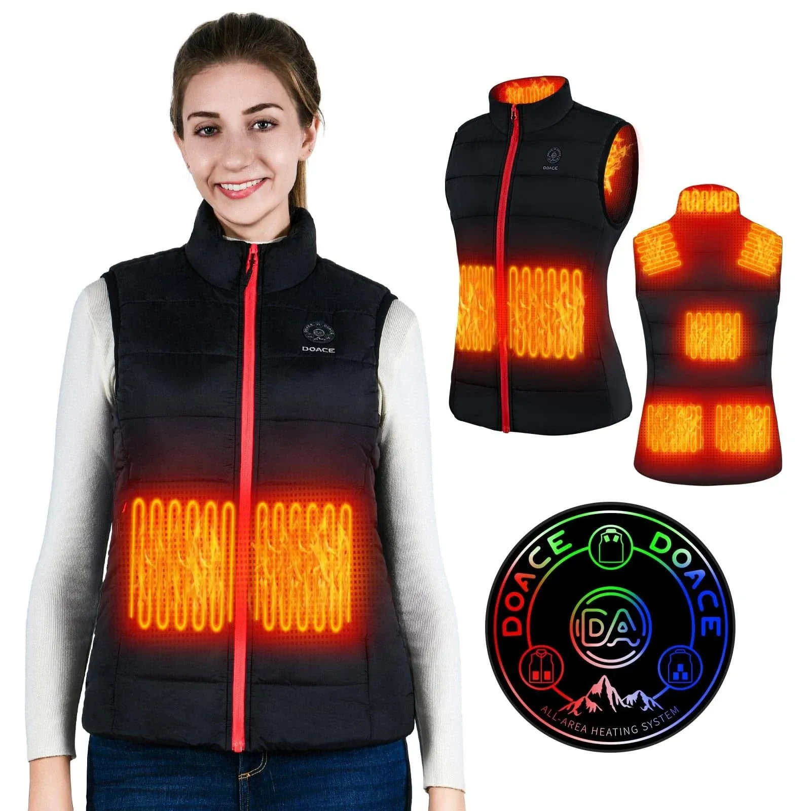 DOACE Heated Vest for Women and Men, Smart Electric Heating Vest Rechargeable, Battery Not Included