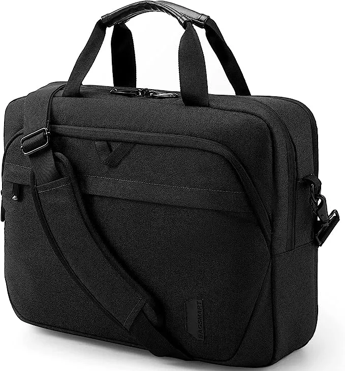 BAGSMART Laptop Bag, 15.6 Inch Briefcase Men, Lockable Computer Bag Work Bag, Water-Repellent Shoulder Messenger Bag Travel Office Business, Black