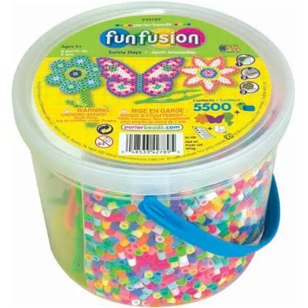 Perler Sunny Days Bright Color Fuse Bead Bucket, 5500 Pcs