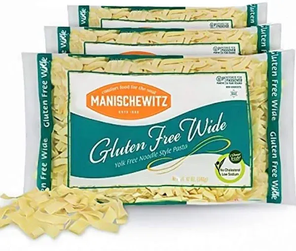 Manischewitz Gluten Free Wide Egg Noodles (3 Pack) Yolk Free, Kosher for Passover ...