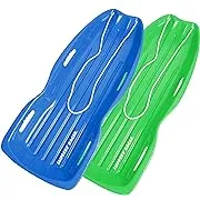 Slippery Racer Downhill Toboggan Snow Sled, Twin Pack - 1 - Blue / 1 - Green