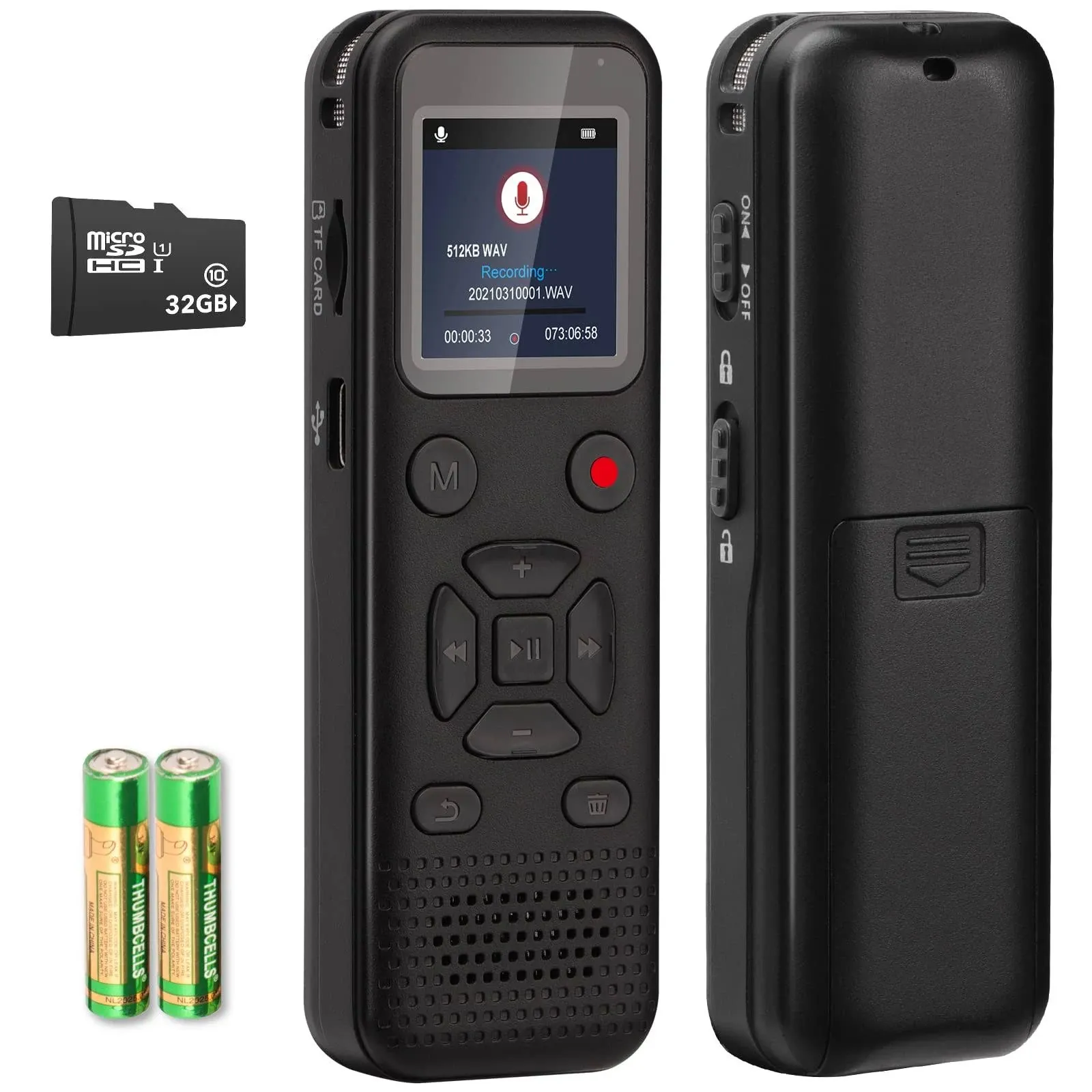 72GB Digital Voice Activated Recorder: Portable Tape Recorder with Playback A...