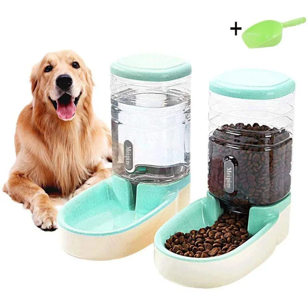 Meikuler Pets Auto Feeder 3.8LFood Feeder and Water Dispenser Set for Small &amp;...