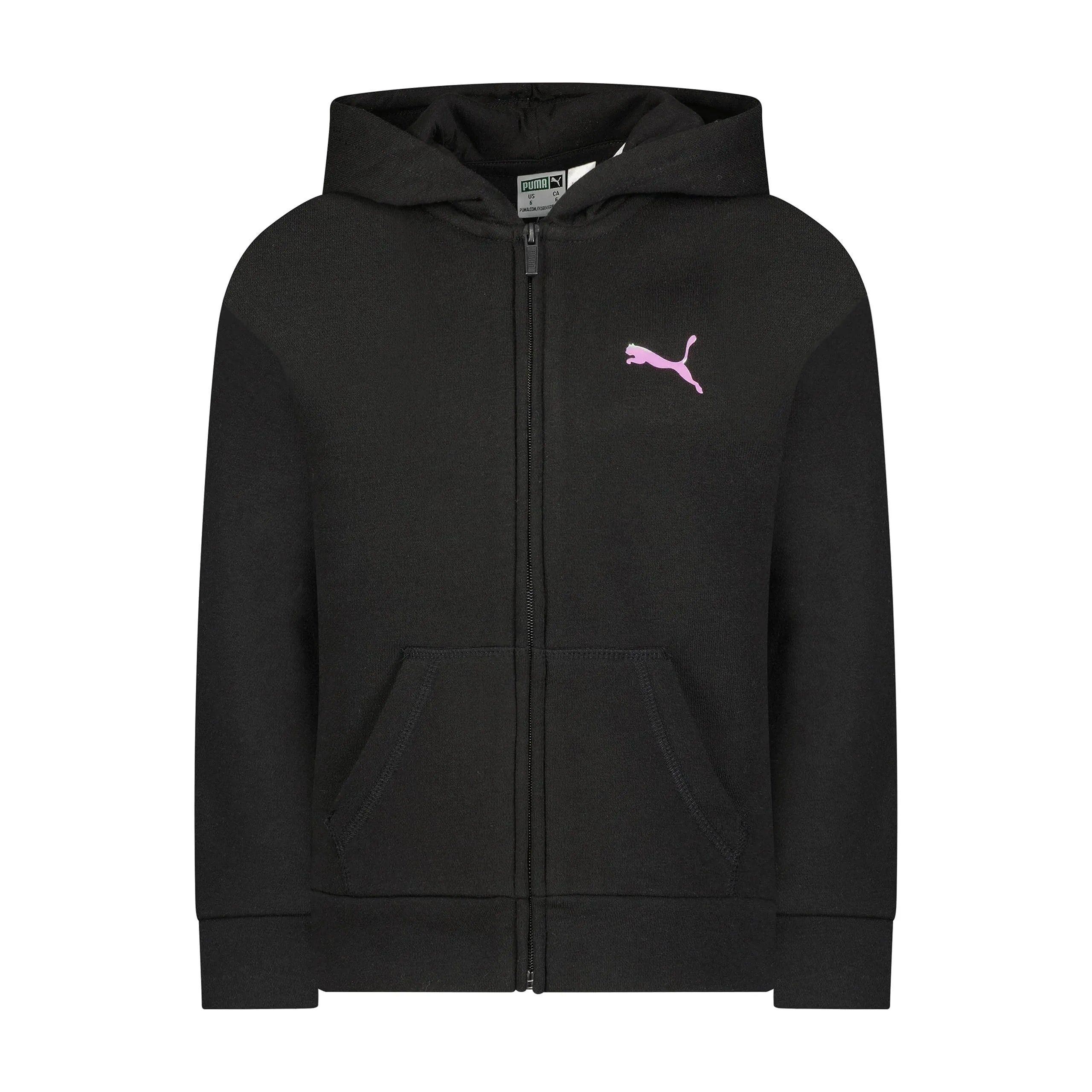 Puma Core Fleece Zip-Up Hoodie (FOR Big Girls) - Black (S )