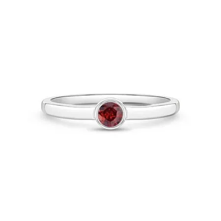 925 Sterling Silver Simulated Garnet Birthstone CZ Ring For Toddler Girls Size 2