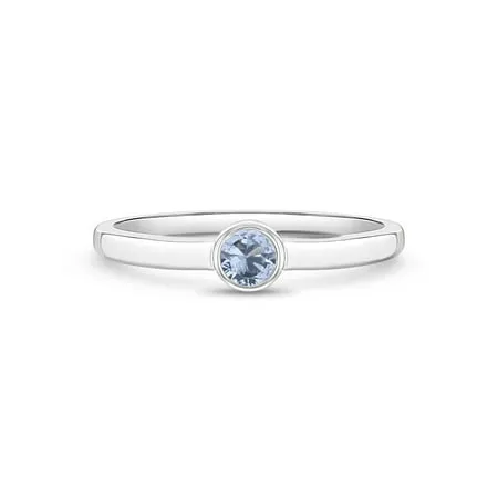 925 Sterling Silver Simulated Blue Topaz Birthstone CZ Ring For Toddlers Size 3