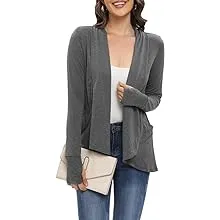 Women Floor Length Open Front Drape Cardigan Lightweight Long Sleeve Maxi Duster with Pockets,Thin Cable Knit Long Sweater Coats Outerwear Lightweight Duster Sweater,S-2XL Gray