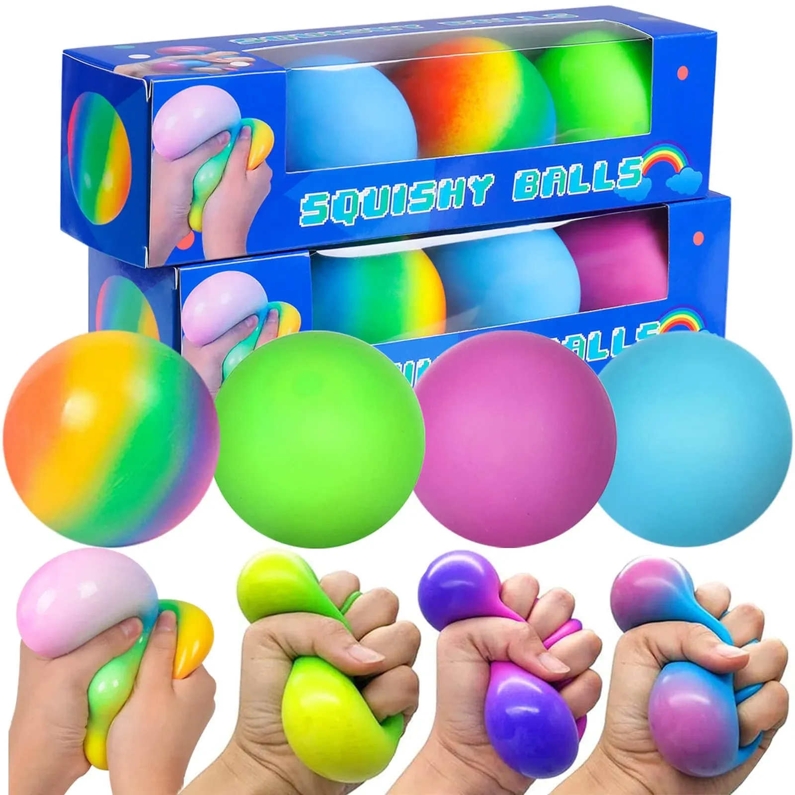 hietira Color Changing Stress Balls for Kids - 4 Pack Squishy Stress Balls Fidget ...