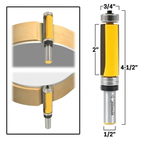 1-1/2-Inch Flush Trim Top and Bottom Bearing Router Bit 1/2-Inch Shank