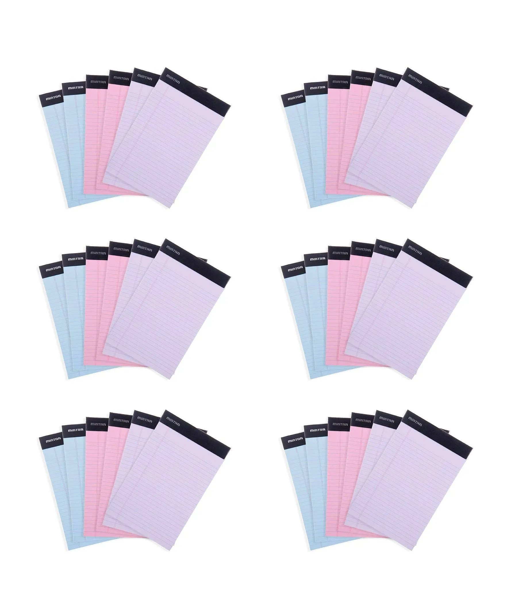 Mintra Office Legal Pads, (Basic Junior- Pastel-Narrow Ruled) 36 Pack