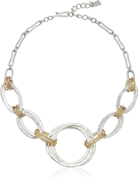 Robert Lee Morris Soho Womens Wire Wrapped Open Circle Collar Necklace, Two-tone 3