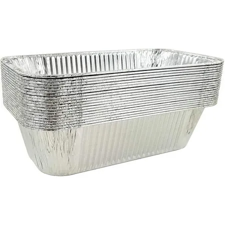 Pactogo 5 lb. Disposable Aluminum Foil Loaf Bread Baking Pan 12.53 x 6.5 x 3.31 - Heavy Duty Made in USA (Pack of 50)