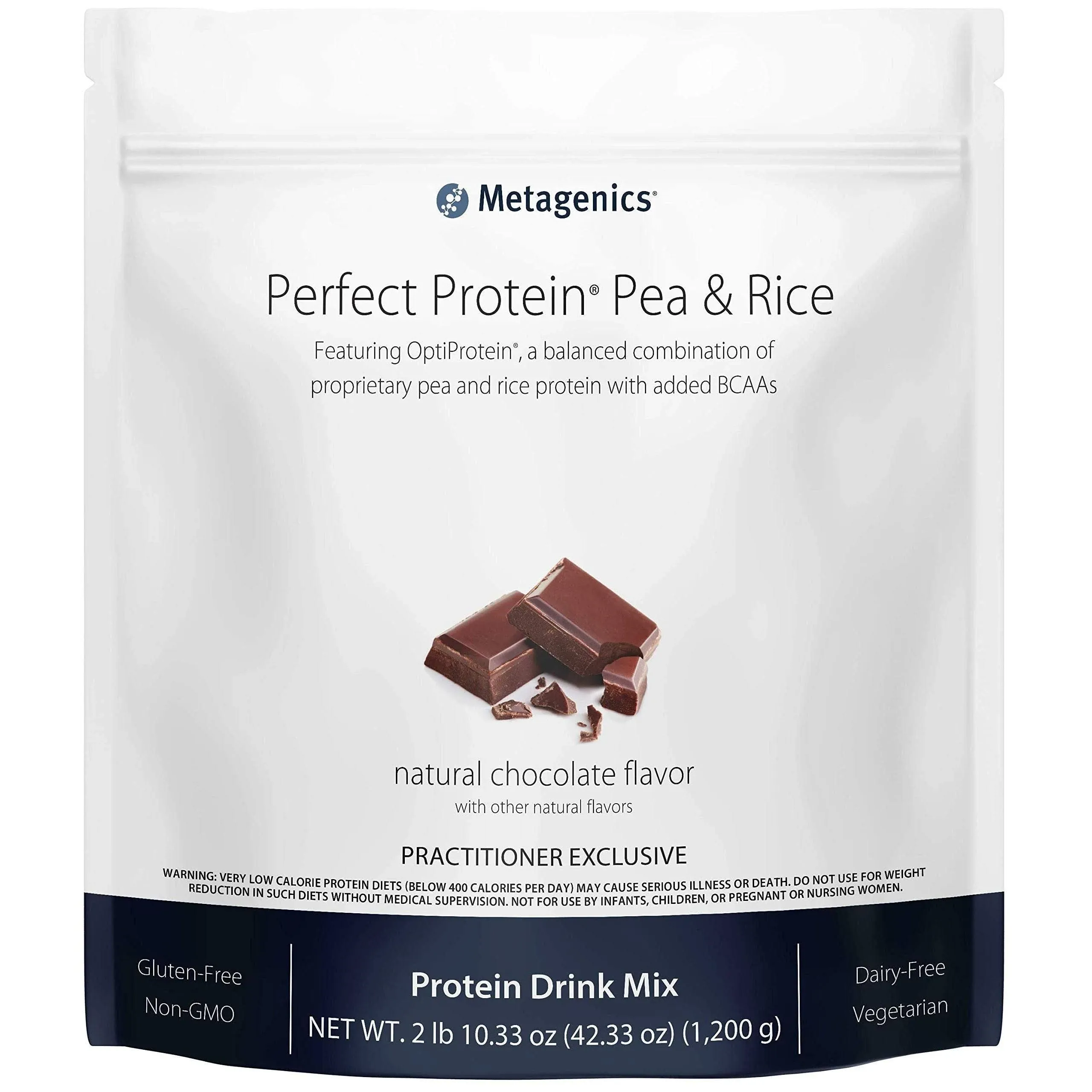 Metagenics Perfect Protein® Pea & Rice - Featuring OptiProtein®, a Balanced Combination of Proprietary Pea and Rice Protein with Added BCAAs, Chocolate Flavor | 30 Servings