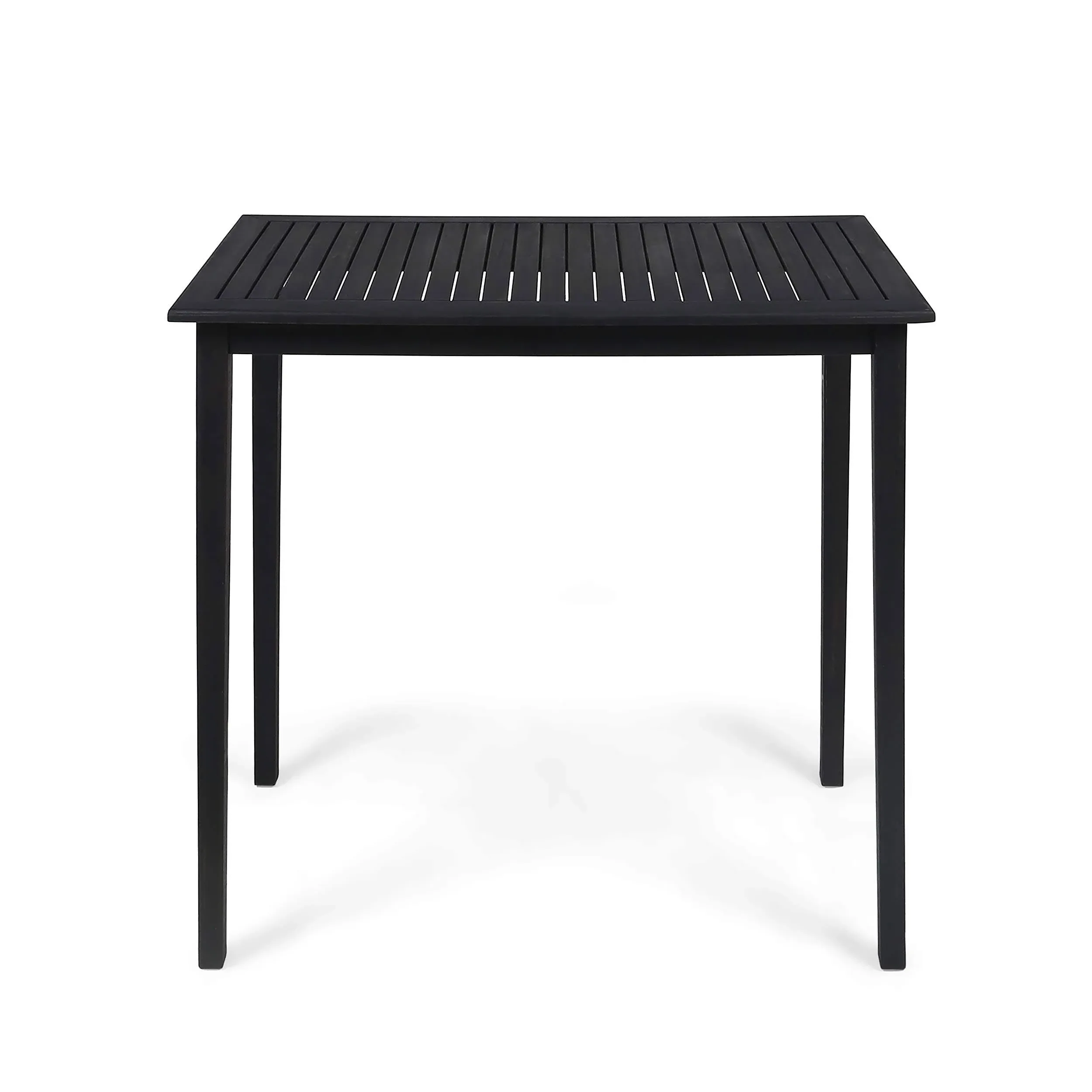 Teresa Outdoor Minimalist Acacia Wood Rectangle Bar Table, Dark Gray