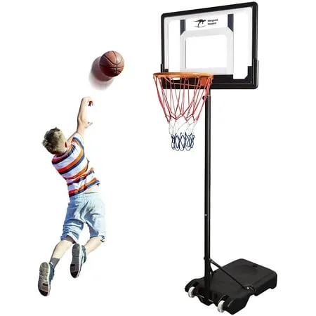 Kangaroo Hoppers 5FT- 6.8FT Height Adjustable Portable Basketball Hoop for Kids Basketball System with Wheels for Indoor & Outdoor