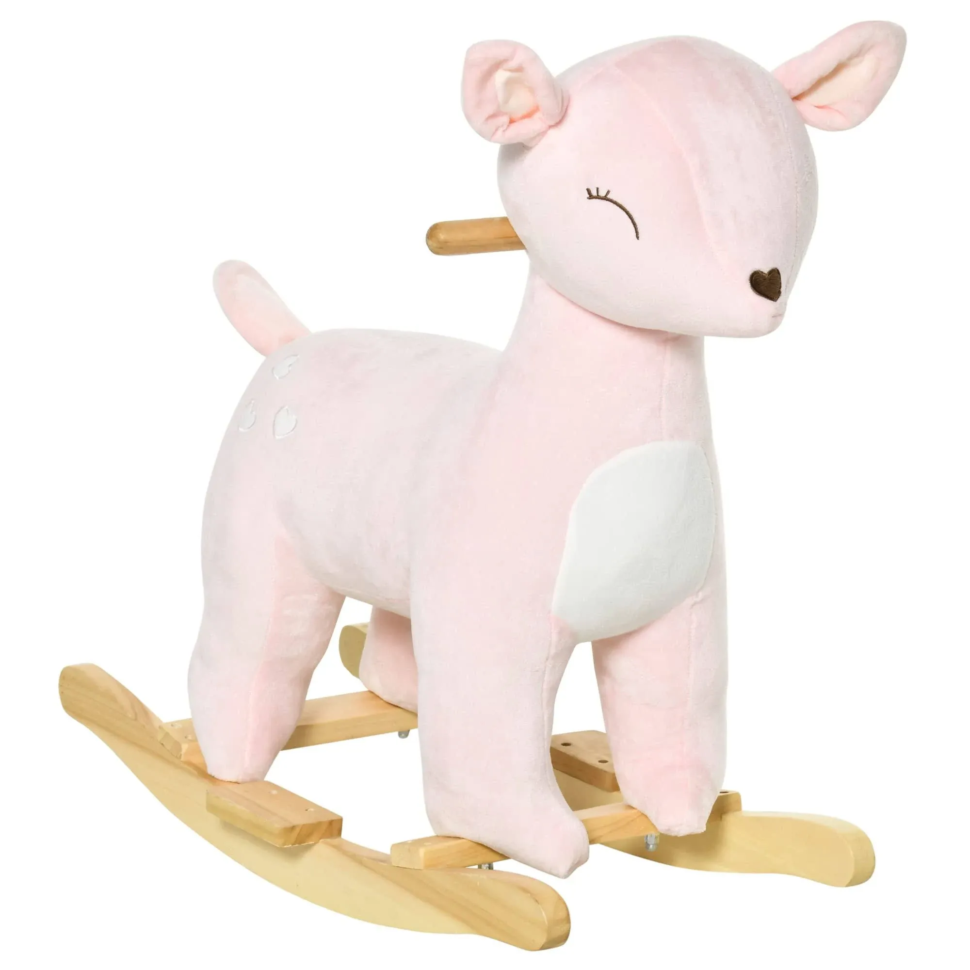 Kids Soft Ride-On Rocking Horse Deer-shaped Toy w/ Rocker Realistic Sound