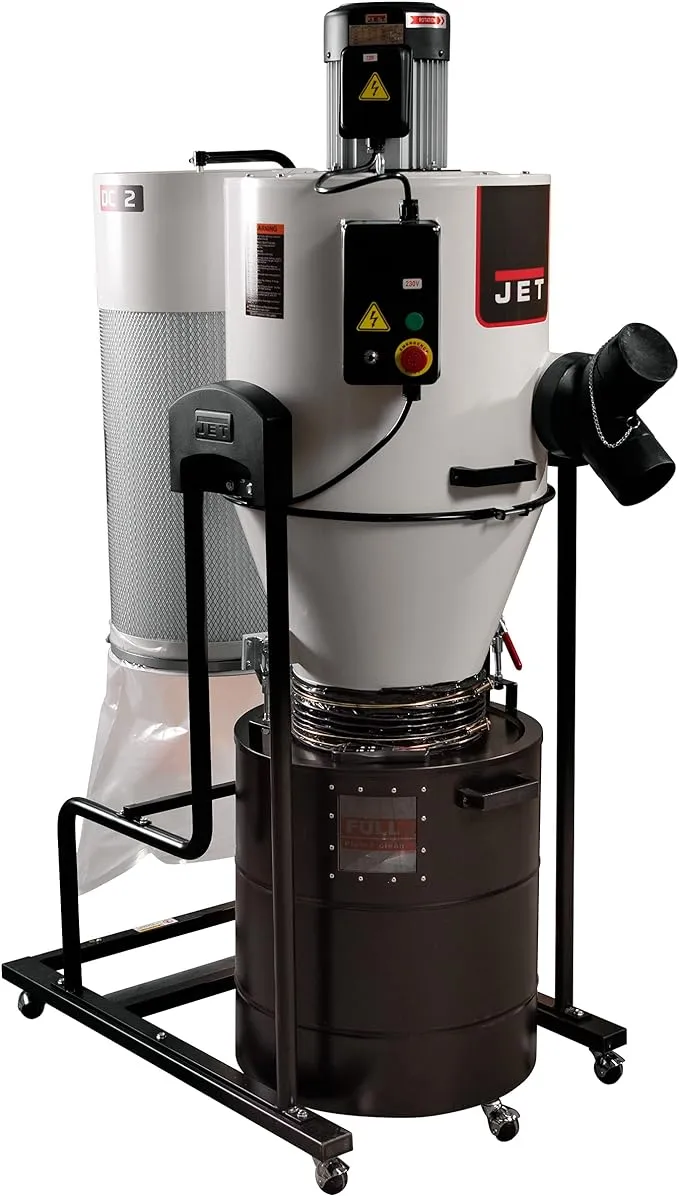 JET JCDC-2 Cyclone Dust Collector, 2-Micron Filter, 938 CFM, 2 HP, 1Ph 230V (717520)