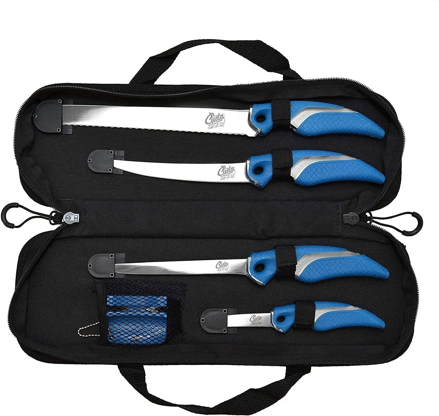 Knife Set, 6 piece Titanium Bonded Knife Set with Sharpener & Case