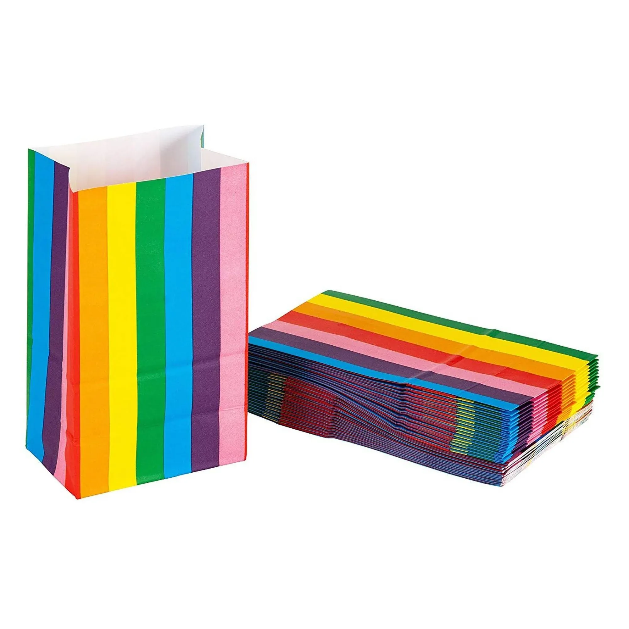 Party Treat Bags - 36-Pack Gift Bags, Rainbow Party Supplies, Paper Favor Bags