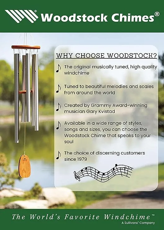 Woodstock Wind Chimes for Outside, Garden, Patio, Porch and Outdoor Decor (32") Bells of Paradise Pacific Blue Decorative Wind Chime Gifts (BPMPB)