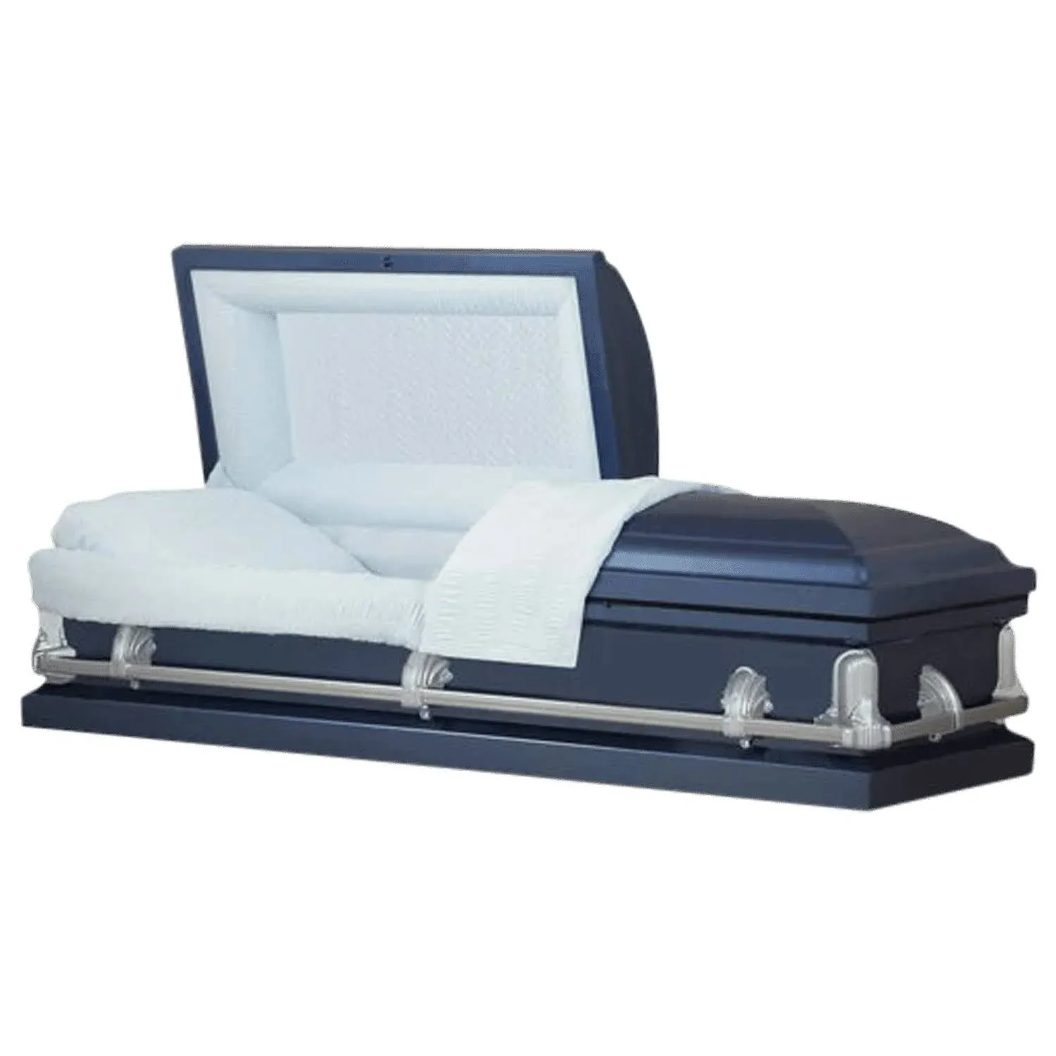 Titan Casket Andover Series Steel Casket (Dark Blue) Handcrafted Funeral Casket - Dark Blue Finish with Light Blue Crepe Interior