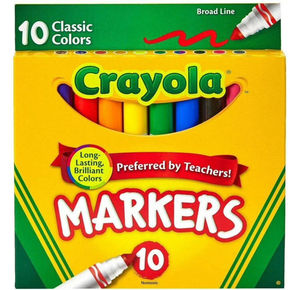 Crayola Broad Line Markers, Classic Colors 10 Each (Pack of 6)