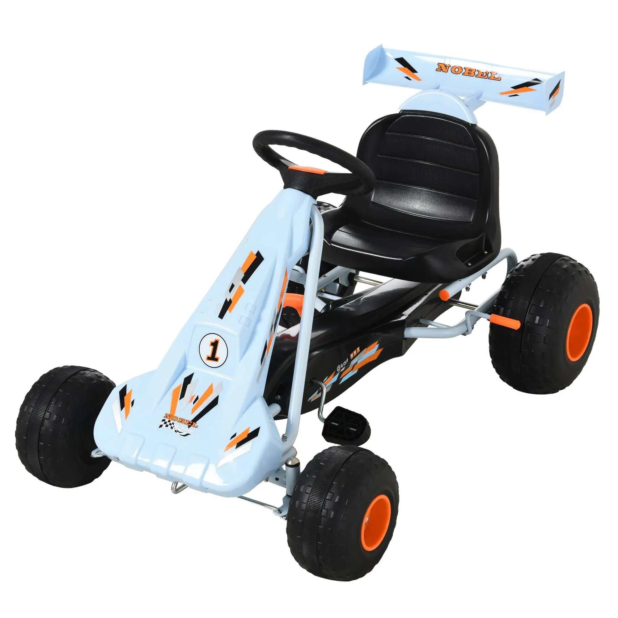 Aosom Pedal Go Kart Ride On Car with Handbrake and Shift Lever White